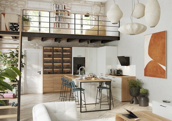 Loft Industriel avec Mezzanine et Cuisine Design