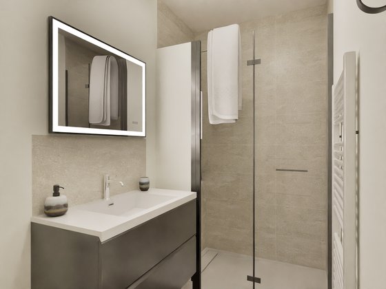 Meuble vasque gris taupe