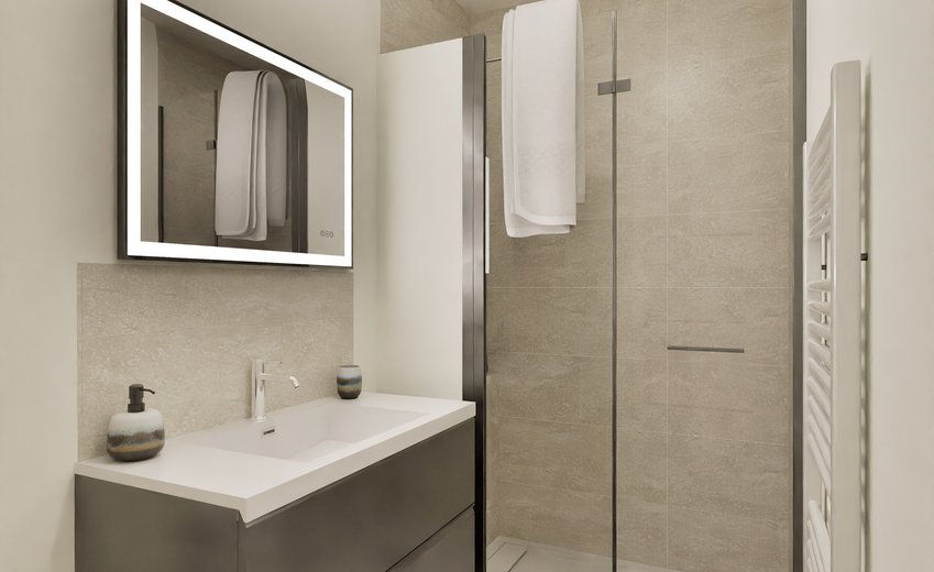 Meuble vasque gris taupe