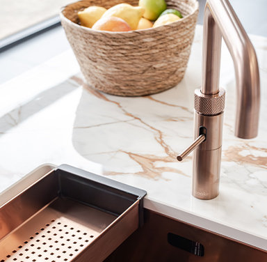 plan de travail effet marbre avec évier