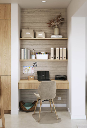 Mini-Bureau Niche Bois Organisé